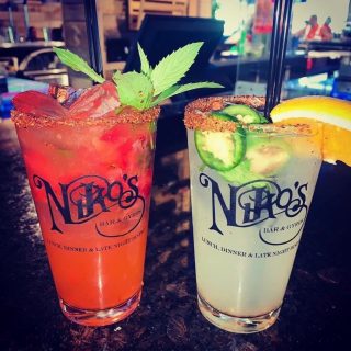Enjoy our summer cocktails while it's still nice out! •Strawberry Mint Margarita •Niko's Spicy Jalapeño Margarita